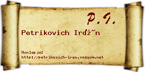 Petrikovich Irén névjegykártya